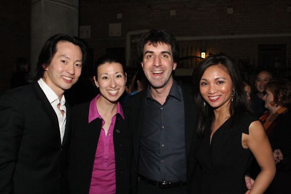 Michael K. Lee, benefit co-producer Kim Varhola, Jason Robert Brown and Jennifer Paz
 Photo
